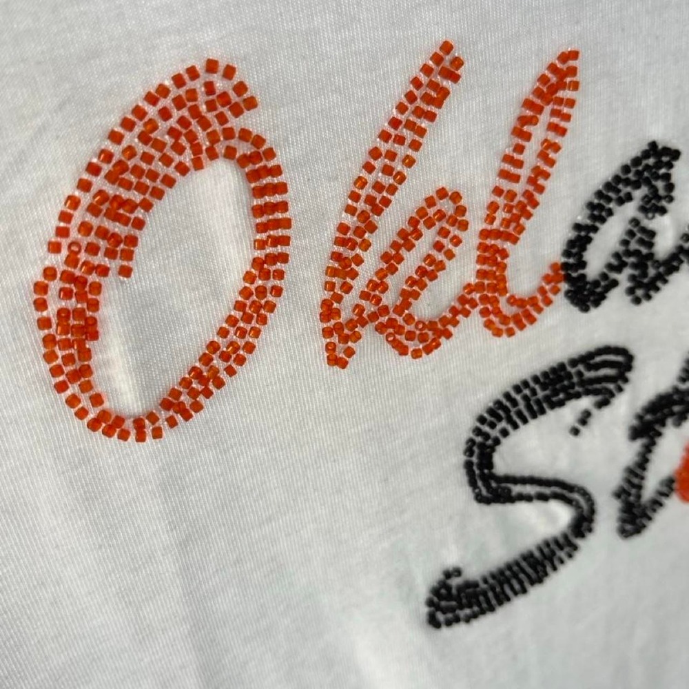 Gameday Social Oklahoma State Rhinestone Script Tee Sz L NWT
